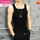 Modal Herrenweste Sommer Hürde Basis Sport Weißer kleiner Sling Muskulär Herren Fitness sexy enge i-Check Hemd grau 6296 Feste Farbe reines Baumwoll 3xl