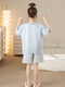 Mädchenpyjama, kleine acht kurze Ärmeln, Sommerpure Baumwolle, Ji Kawa, große Kinder, Mädchen, Schüler der Junior High School, Heimkleidung, sommerdünn N829 Pacha 165 l Größe [Gewicht 100-115 Jin [Jin gleich 0,5 kg]]]