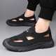 Ranao Sandals Herren 2025 Sommer Neue lässige Männerschuhe Mesh atmable Loch Schuhe Fuß Cover Sport Wating Beach Schuhe FH-Diamond S826 Black 41