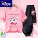 Disney Binpaw Girls Summer Jade Dog Dog 2025 New Big Children Cotton Pure Coton Shirt T-shirt A983 White + A984 Purple Pants 130 (hauteur suggérée 115-125 cm)