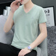 Tulan v neck chicken heart neck short sleeve men plus fat plus size V neck fashionable summer simple cotton t-shirt men casual sports white 691 model M 85-110Jin [Jin equals 0.5 kg]