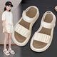 Mädchen Sandalen Sommer Kinderprinzessin Schuhe weicher Sohle ohne Schlupfstrandschuhe Big Boys und Mädchen Mode YQ-603 Beige 35 Innere Länge ungefähr 22,5 cm