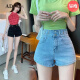 ADVSUS Fashion Korean version of internet celebrity denim shorts for women in summer high waist slim hot girl tight A-line wide-leg pants hot pants ins trendy light blue [good quality] stretch 6195 this year S