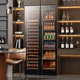 BAIKAILUN double-door thermostatic wine cabinet with double-door brown glass seamlessly embedded in large-capacity air-cooled frost-free office home tea beverage liquor wine fruit preservation refrigerator 1.8 meters | brown glass dual temperature zone | full display 210 bottles thick section