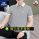 ROMON pure cotton polo shirt men's short-sleeved T-shirt striped lapel top summer new high-end business collared T-shirt Father's Day gift TB-QY753 gray and white M [Suggested 100-120 Jin [Jin equals 0.5 kg]]