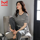 
Catman (MiiOW) summer pajamas for women pure cotton stripe short-sleeved trousers thin summer new style can be worn with pullover round neck home clothes 7374 bean paste powder M [80-100Jin [Jin equals 0.5 kg]]