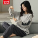 
Catman MIIOW women's pajamas with breast pad pure cotton pajamas for women in spring and autumn long sleeves can be worn outside sports full cotton home clothing set 9226 (breast-free cotton pad) M [Suggested 80-105 Jin [Jin equals 0.5 kg]]