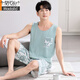 Modal pajamas men's summer thin vest sleeveless shorts home clothes summer simple casual men's outfit M1047 gray blue M [Suggested 100-120 Jin [Jin equals 0.5 kg]]