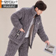 
Modal pajamas men's three-layer cotton plus velvet thickened loose large-size autumn and winter cotton jackets can be worn on the outside to keep warm home clothing suit M6626 light gray hat thickened 2XL [recommended 140-165Jin [Jin equals 0.5 kg]]