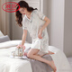 Langsha Luxury Luxury haut de gamme pour femmes de nuit Pyjamas sexy 2025 Nouvelle glace d'été Slee à manches courtes minces de soie émulée MDF9923 [Nightskirt] M