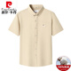 
Pierre cardin high-end Xinjiang cotton embroidered casual men's short-sleeved shirt summer new fashion trend 100% pure cotton shirt trend QLM-15272-Khaki Fraser M