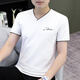 Siete camiseta de manga corta de siete lobo para hombres en verano con cuello en V delgado y cómoda camiseta para jóvenes de algodón puro que usan el exterior y el interior de la base de la base de cuello de pollo para hombres YPD7029 White M Peso 100-115Jin [Jin equivale a 0.5 kg]