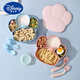 迪士尼（Disney）宝宝吃饭餐具全套婴儿餐盘吸盘式食品级儿童餐盘勺叉吸管吸盘 乐康可爱猫爪餐盘-蓝色 带防尘盖