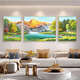 Yonghuan Back contre Jinshan salon suspendu peinture paysage peinture canapé fond arrière décoration peinture Fengshii West Wall Triptych 12596 Golden Aluminium Alloy