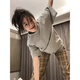 HUALIN FASHION韩风T恤睡衣女宽松格子长裤家居服休闲套装2025 683短长纯色格子 170 M