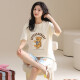 [纯棉]睡衣女夏季套头短袖短裤休闲款家居服套装可外穿女cker CKE-W6172A L