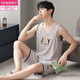 Modal Summer New Herren Pyjamas Herren Dünne einfache ärmellose Weste Shorts Cool atmrede und Traaceless Home Clothing Set 9207 L