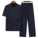 Algodón y lino estilo chino Tang Suit de ropa casual para hombres de verano, estilo étnico de mediana edad y ancianos, abuelo de manga corta y padre, estilo delgado 20503-291 [traje de manga corta] gris claro XL /41/175 [130-150Jin [Jin equivale a 0.5 kg] desgaste]