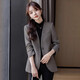 Yuanfeiya gray collarless suit jacket for women 2025 spring new style high-end casual loose top temperament small fragrance suit single piece gray suit L recommended 108-118Jin Jin equals 0.5 kg
