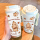 ZKHE Kapibala thermos large capacity student portable double drinking coffee cup new men and women straw water cups white-BXAB13558 capybara + with lanyard Ceramic inner liner