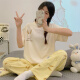 WUJIU (WUJIU) Girl Short Sleeve Long Trousers Summer Junior High School Student Girl Little Bunny Big Child Cute 15 Animation Home Suit 6630# Dog Party M [65-90Jin[Jin equals 0.5 kg]]