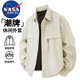 NASA MARVEL夹克男士春秋季潮牌美式男装休闲户外长袖翻领工装上衣 黑色 L 