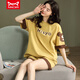 
Catman MIIOW pajamas for women, summer pure cotton, cute Korean style student short-sleeved thin loose two-piece suit Spring and autumn home clothes can be worn outside. Gold GXT6630 color M (recommended 75-95Jin [Jin equals 0.5 kg])