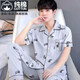 Pretty Ya (Qiaoliya) Pazo de algodón puro de pijama de verano Traje de manga corta pantalones delgados de primavera de mediana edad y otoño para hombres