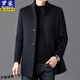 ROMON (ROMON) autumn and winter double-sided wool coat can be removed from the inner liner for men, middle-aged and elderly thickened stand collar wool mid-length coat for men, gray thickened L (recommended 125-135 Jin [Jin equals 0.5 kg])
