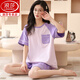 浪莎冰丝睡衣女夏季短袖2025年新款韩版可爱夏天薄款可外穿家居服套装 6630# M 【推荐80-95斤】