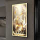 Chengzai Fugui Elk Living Room Decoration Painting Light Luxury Atmospheric LED Lights Directly opposite the door Wall Mural Painting Hallway Hanging Painting T12859 50*100 (Suggested 0.7-0.8 meters wall) Textured oil canvas aluminum alloy gold frame [no lamp]
