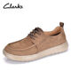 Clarks men's shoes spring comfortable head layer cowhide wear-resistant non-slip breathable soft sole soft surface casual leather shoes gray 41