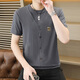 Woodpecker (Tucano) Design kurzärmelig T-Shirt Herren 2025 Sommer Neues leichter Luxus-Baumwoll-Basishemd gefälschter zweiteiliger runder Hals Top 6626 Schwarz 2xl 135-150Jin [Jin entspricht 0,5 kg]