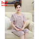 Catman (Miiow) Pyjamas für Frauen im Sommer im Sommer reines Baumwoll kurzärmelige Kurzhose mittleren Alters und ältere Mütter für Sommerrunde Hals Cardigan Plus Size Home Clothing 6626# [Cardigan Style] l [vorgeschlagen 100-120jin [Jin gleich 0,5 kg]]