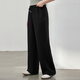 Show de fibra [pantalones de reembolso de la capa de aire] Estilo deportivo cintura elástica de las piernas anchas pantalones de gran tamaño grasa mm verano nuevo estilo 1429 negro l