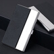 Reverse business men's business card holder for men's stainless steel leather business card box portable card metal storage box business card box 1 hidden blue [litchi pattern] metal mirror