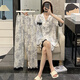 Pijama de seda de hielo modal para mujeres en verano conjunto de tres piezas de altura de manga corta seda nueva ropa de moda de verano de gran tamaño 3881-xing m