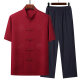Algodón y lino estilo chino Tang Suit de ropa casual para hombres de verano, estilo étnico de mediana edad y ancianos, abuelo de manga corta y padre, estilo delgado 20503-291 [traje de manga corta] gris claro XL /41/175 [130-150Jin [Jin equivale a 0.5 kg] desgaste]