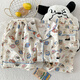 Catman (MiiOW) Crayon Xiaoxin Summer Three-Piece Set Pajamas for Women Pure Cotton Short Sleeve Long Trousers Thin Ins Style Summer Cotton Yarn Home Clothing Yunduo Cotton-9906# Star Puppy Three-Piece Set XL Women [Suggested 115-140Jin [Jin equals 0.5 kg]]
