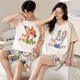 
7 SEVFUN Seven Color Spinning New Couple Pajamas Summer Casual Pure Cotton Short Sleeve One Men and One Women Cartoon Cute Summer Home Clothing Set 687 L Women Recommended (100-120Jin [Jin equals 0.5 kg])