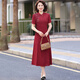 Fuxi May Day wedding wedding mother-in-law wedding dress mother over knee long skirt noble wedding dress middle-aged and elderly women improved cheongsam 1585-9332 Summer short-sleeved wine red XL Recommended 90-110Jin [Jin equals 0.5 kg]