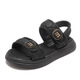 S.SOFEA Summer Girls Sandals Fashion Princess Casual Shoes 2025 Velcro xd-653 Black 26 / Inner Length 16.2cm
