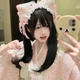 Miqiao Maid Cat Ear Hairband Lolita Hairband Female Headwear Lolita Cute Sweet Girl Hairpin Comic Exhibition Cos Animal Ears Black Hairband + Cat Ear Set