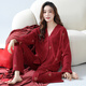Festlicher Pyjama für Frauen im Frühlings- und Herbststil Big Red Pure Cotton Year Set Hochzeit süße beste Freundin Hauskleidung Winter W9754 Set M 70-90jin [Jin ist gleich 0,5 kg]