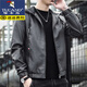 Woodpecker (Tucano) Kapuzenlederjacke für Männer Frühling und Herbst Jacke 2024 Neue Lederjacke für Winter-Motorrad-Reiten sowie Fleece-Jacke Hemd für Männer schwarz regulär 2xl geeignet für 135-150jin [Jin gleich 0,5 kg]
