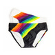Manson Snow Lotus Summer Swimming Pants Rainbow Stripe Print Low Waist Men's Triangle Swimming Pants Cup Anti-Embarrassing Tie Beach Pants Men's Rainbow Orchid With Letters Free Cup XL