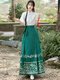 
MISHIDE (MISHIDE) short-sleeved shirt with horse-face skirt for women's horse-face skirt top 2025 new Chinese style jacquard shirt Han elements 9226 apricot color horse-face skirt S single size