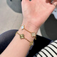VCA Van Cleef's same four-leaf clover 18K gold bracelet for girls, light luxury high-end five-flower bracelet, versatile gift, gold white mother-of-pearl precision five-flower bracelet, with counter gift box