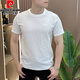 
Pierre cardin high-quality men's T-shirt summer ice silk texture embroidered round neck short sleeve loose half sleeve thin casual T-shirt 1105 white M