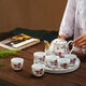 Jingdezhen high-end pure hand-painted gold-painted complete set of Shoudao water set for living room Chinese style ceramic teapot, cup tray for home use, Shoudao tea set, nine peaches and five blessings 8-piece set ~ brocade box